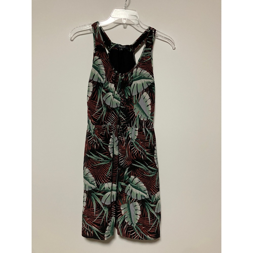 Madewell Island Mini Dress Size 0 Silk Lined Jungle Leaf Print